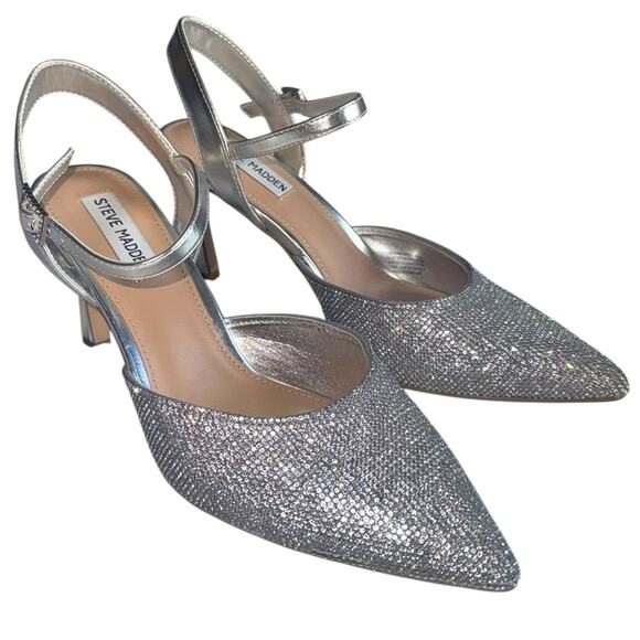 Steve Madden Silver HAVYNN Silver point toe Heels Size 8.5 - Picture 1 of 14